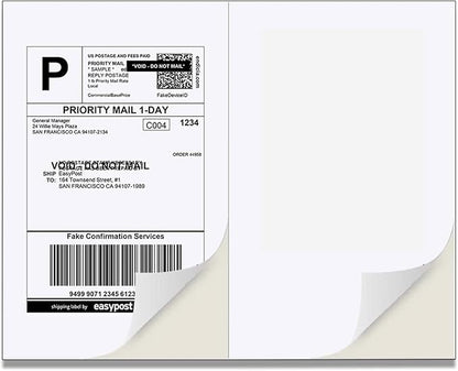 BESTEASY 16000 Half Sheet Self Adhesive Shipping Labels, Laser/Ink Jet White Blank Shipping Labels 8.5" x 5.5" Address Labels (8000 Sheets Total 16000 Labels) | Laser Inkjet Printer Labels - TrueDesk
