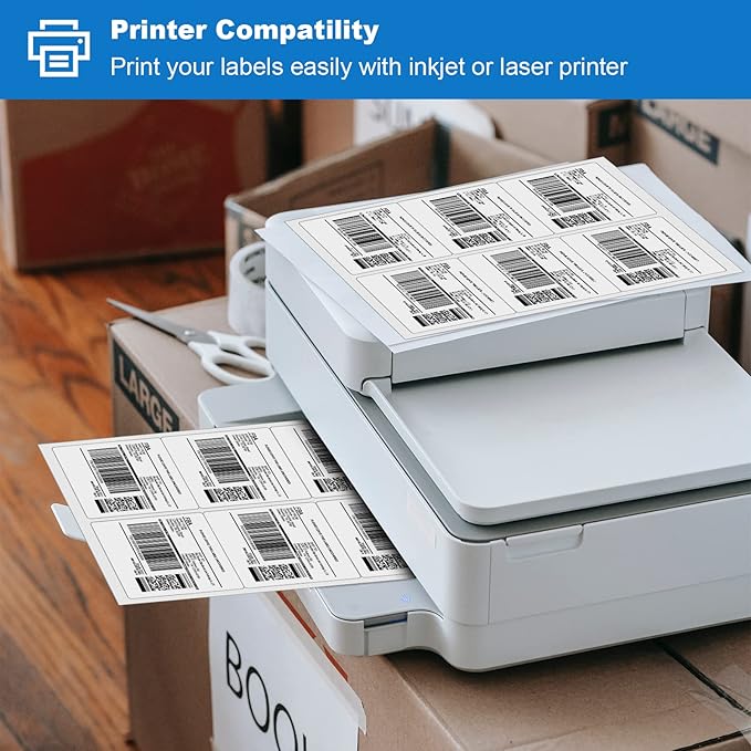 BESTEASY 3 1/3" x 4" Labels Shipping Labels for Laser Inkjet Printers, 6 Up Self Adhesive FBA Address Labels, White Matte Mailing Label Stickers (2000 Sheets, 12000 Labels) | Laser Inkjet Printer Labels - TrueDesk