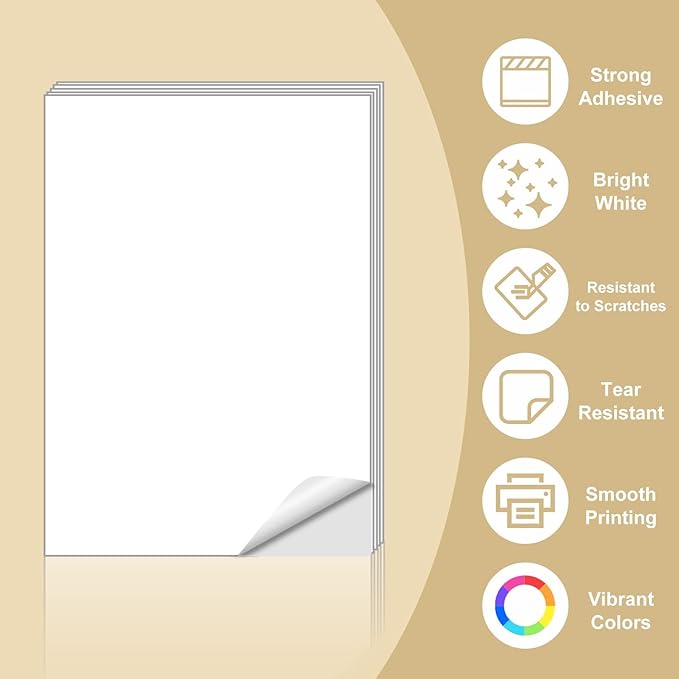 BESTEASY Sticker Paper 8.5" x 11" Full Sheet Label Stickers for Laser & Inkjet Printers, Self - Adhesive Paper Shipping Labels (4000 Sheets,4000 Labels) | Laser Inkjet Printer Labels - TrueDesk
