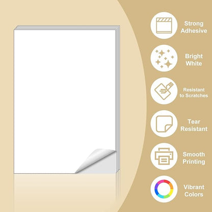 BESTEASY Sticker Paper 8.5" x 11" Full Sheet Label Stickers for Laser & Inkjet Printers, Self - Adhesive Paper Shipping Labels (500 Sheets,500 Labels) | Laser Inkjet Printer Labels - TrueDesk