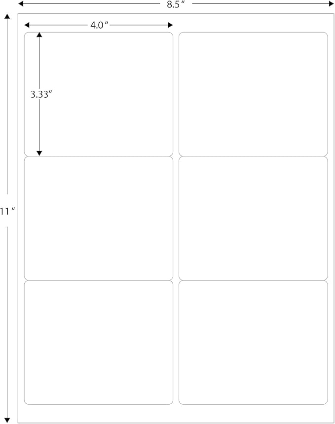Blank Labels Address Barcode Shipping Labels, 4" x 3.33" (4 x 3 - 1/3) Permanent White Matte Label, Inkjet and Laser Printer Guaranteed Made in USA, 6 Labels Per Sheet - 150 Sheets - 900 Labels | Laser Inkjet Printer Labels - TrueDesk