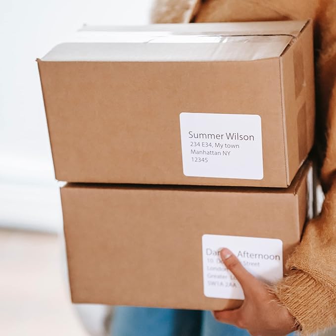 Blank Labels Address Barcode Shipping Labels, 4" x 3.33" (4 x 3 - 1/3) Permanent White Matte Label, Inkjet and Laser Printer Guaranteed Made in USA, 6 Labels Per Sheet - 25 Sheets - 150 Labels | Laser Inkjet Printer Labels - TrueDesk