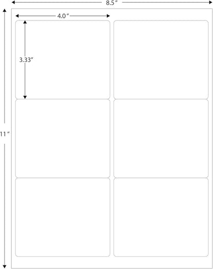 Blank Labels Address Barcode Shipping Labels, 4" x 3.33" (4 x 3 - 1/3) Permanent White Matte Label, Inkjet and Laser Printer Guaranteed Made in USA, 6 Labels Per Sheet - 25 Sheets - 150 Labels | Laser Inkjet Printer Labels - TrueDesk