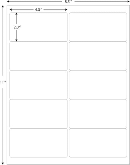 Blank Labels Address Shipping Labels, 2" x 4" Permanent White Matte Label, Inkjet and Laser Printer Guaranteed Made in USA, 10 Labels Per Sheet - 25 Sheets - 250 Labels | Laser Inkjet Printer Labels - TrueDesk