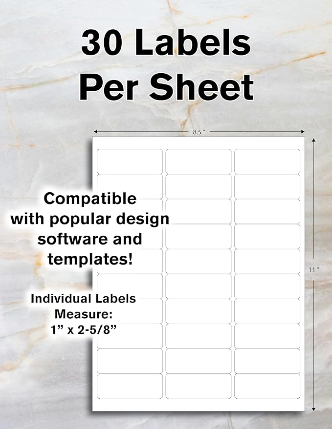 Blank Labels Fluorescent Green FBA & Mailing Labels – 2.625" x 1", 30 Labels Per Sheet, Bright Visibility for Warning or Inventory Use, Inkjet & Laser Printer Compatible | Address Labels - TrueDesk