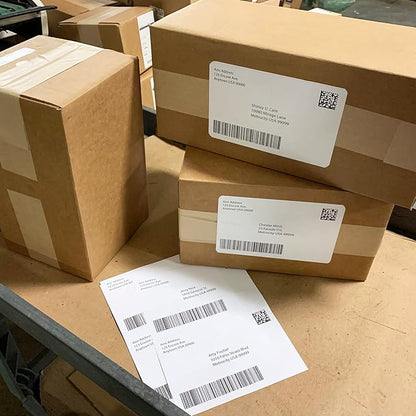 Blank Labels Half Sheet Round Corner Shipping Labels, Permanent White Matte Label Inkjet and Laser Printer Guaranteed, Easy to Peel Made in USA 8” x 5” 2 Labels Per Sheet (250 Sheets) | Laser Inkjet Printer Labels - TrueDesk
