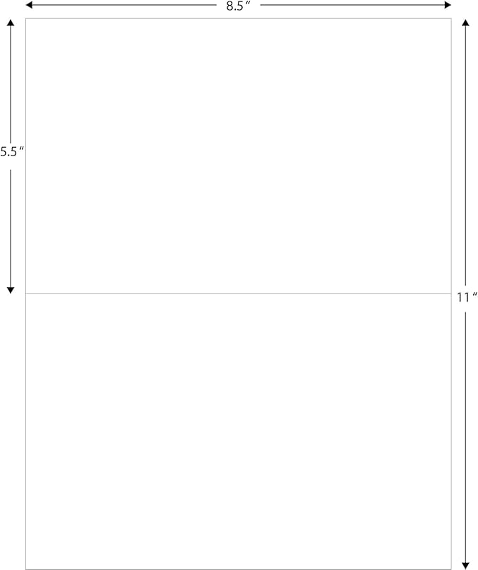 Blank Labels Half Sheet Shipping Labels, 5.5" x 8.5" (5 - 1/2 x 8 - 1/2) Permanent White Matte Label, Inkjet and Laser Guaranteed Made in USA - 300 Sheets - 600 Labels | Laser Inkjet Printer Labels - TrueDesk