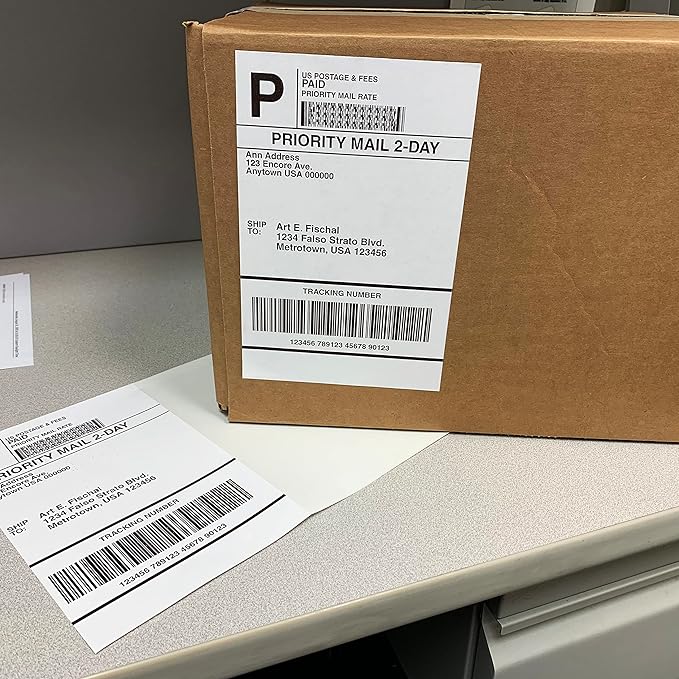 Blank Labels Half Sheet Shipping Labels, 5.5" x 8.5" (5 - 1/2 x 8 - 1/2) Permanent White Matte Label, Inkjet and Laser Guaranteed Made in USA - 50 Sheets - 100 Labels | Laser Inkjet Printer Labels - TrueDesk