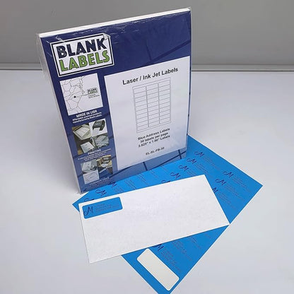 Blanks Labels Fluorescent Blue FBA & Mailing Labels from Blank Labels - 2 - 5/8" x 1" (2.625 x 1) - 30 Labels Per Sheet | Address Labels - TrueDesk