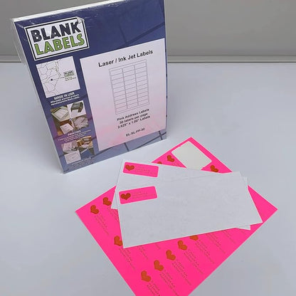 Blanks Labels Fluorescent Pink FBA & Mailing Labels from Blank Labels - 2 - 5/8" x 1" (2.625 x 1) - 30 Labels Per Sheet | Address Labels - TrueDesk