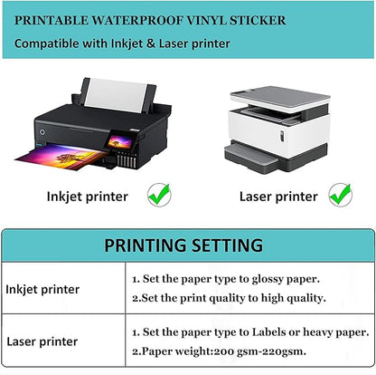 Bleidruck 1" x 2 - 5/8" Waterproof Shipping Labels, 30 up Printable Glossy White Mailing Address Labels, 20 Sheets 600 Labels Stickers Vinyl Sticker Paper Dries Quickly for Inkjet Printer | Laser Inkjet Printer Labels - TrueDesk