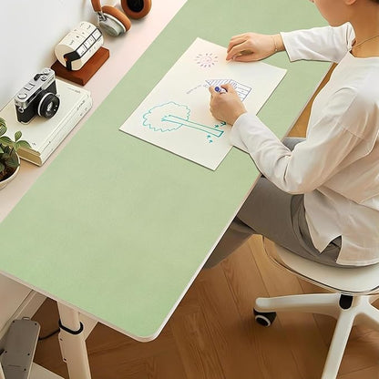 Bloss 47.2" x 16.9" Large Desk Mat, Leather Mouse Keyboard Pad, Non - Slip Writing Pad, Desk Protector for Office, Home - Light Green | Mouse Pads - TrueDesk