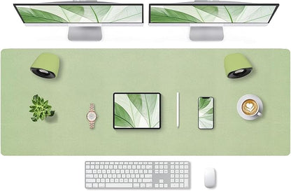 Bloss 47.2" x 16.9" Large Desk Mat, Leather Mouse Keyboard Pad, Non - Slip Writing Pad, Desk Protector for Office, Home - Light Green | Mouse Pads - TrueDesk