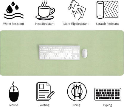 Bloss 47.2" x 16.9" Large Desk Mat, Leather Mouse Keyboard Pad, Non - Slip Writing Pad, Desk Protector for Office, Home - Light Green | Mouse Pads - TrueDesk