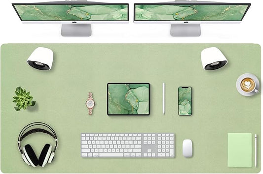Bloss 47.2" x 24" Large Desk Mat, Leather Desk Mat, Large Mouse Pad + Keyboard Pad, Non - Slip Desk Mat Protector for Office, Home - Green | Mouse Pads - TrueDesk