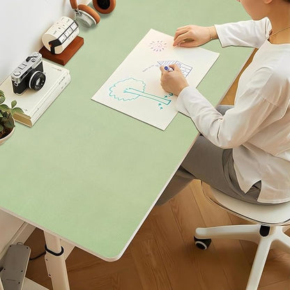 Bloss 47.2" x 24" Large Desk Mat, Leather Desk Mat, Large Mouse Pad + Keyboard Pad, Non - Slip Desk Mat Protector for Office, Home - Green | Mouse Pads - TrueDesk