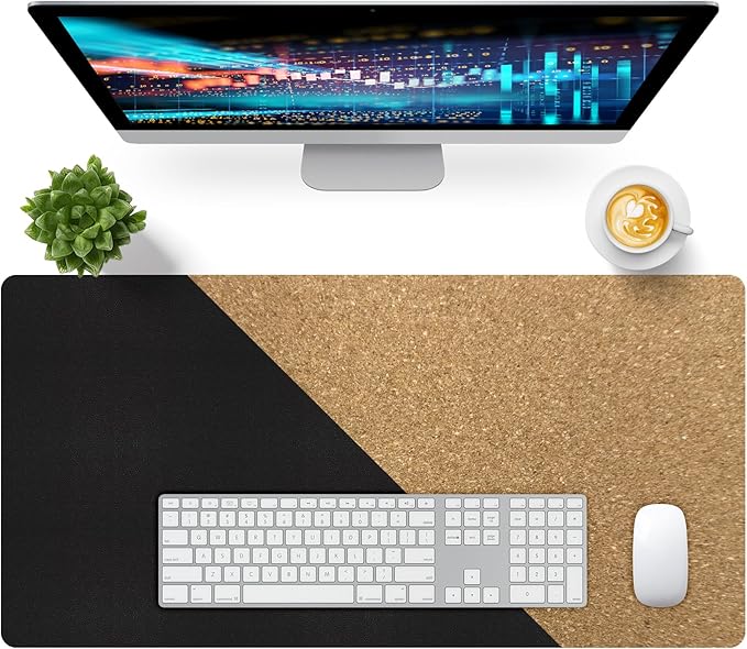 Bloss Black Desk Mat, Leather Desk Pad, Desk Matt for Desktop, Waterproof Desk Pad Mat, Computer Mat for Office Work/Home/Decor/Desk Protector/Cover(31.5 x 15.7 Inches) | Desk Pads Blotters - TrueDesk