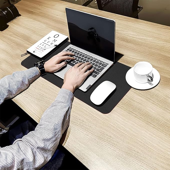 Bloss Black Leather Desk Mat Protector,Laptop Desk Pad,Desk Writing Pad,Leather Mouse Pad,Office Desks Mats,Desk mat for Keyboard and Mouse,Dual - Side Computer Mouse Pads for Office/Home.23.6"x 13.8" | Mouse Pads - TrueDesk