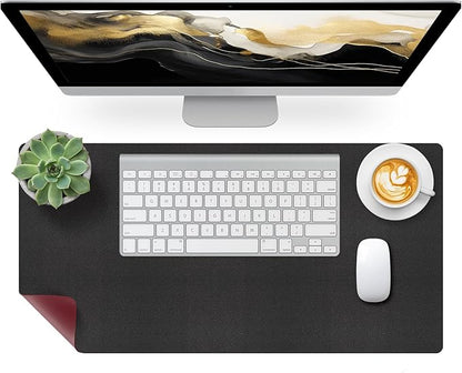Bloss Black Leather Desk Mat Protector,Laptop Desk Pad,Desk Writing Pad,Leather Mouse Pad,Office Desks Mats,Desk mat for Keyboard and Mouse,Dual - Side Computer Mouse Pads for Office/Home.23.6"x 13.8" | Mouse Pads - TrueDesk