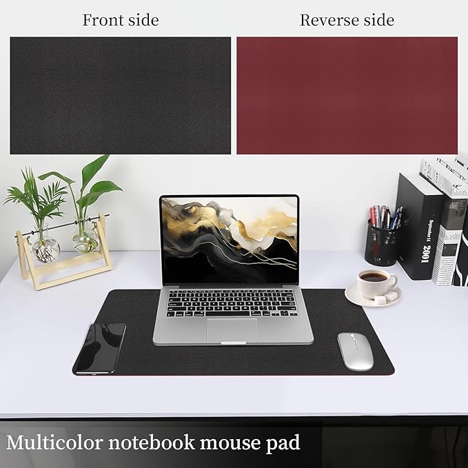 Bloss Black Leather Desk Mat Protector,Laptop Desk Pad,Desk Writing Pad,Leather Mouse Pad,Office Desks Mats,Desk mat for Keyboard and Mouse,Dual - Side Computer Mouse Pads for Office/Home.23.6"x 13.8" | Mouse Pads - TrueDesk