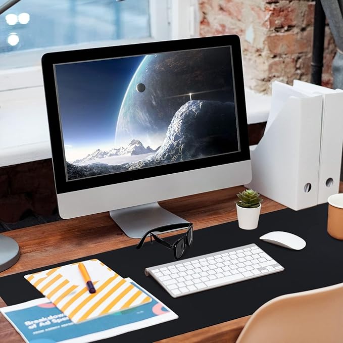 Bloss Black Leather Desk Pad, Large Mouse Pad 35.4×17 Inches, Waterproof Office Desk Mat, Non - Slip Desk Pad Protector, Leather Desk Blotter for Home Office Essentials | Mouse Pads - TrueDesk