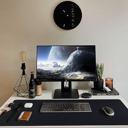 Bloss Black Leather Desk Pad, Large Mouse Pad 35.4×17 Inches, Waterproof Office Desk Mat, Non - Slip Desk Pad Protector, Leather Desk Blotter for Home Office Essentials | Mouse Pads - TrueDesk