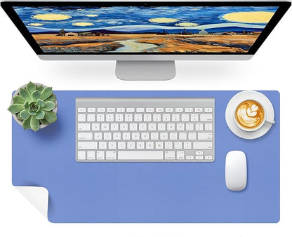Bloss Blue Leather Desk Mat Protector,Leather Mouse Pad,Laptop Protector Desks Mat,Office Desks Mats,Keyboard Desks Mats,Computer Mat,Dual - Side Waterproof Desk Writing Pad for Office/Home.23.6"x 13.8" | Mouse Pads - TrueDesk