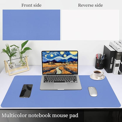Bloss Blue Leather Desk Mat Protector,Leather Mouse Pad,Laptop Protector Desks Mat,Office Desks Mats,Keyboard Desks Mats,Computer Mat,Dual - Side Waterproof Desk Writing Pad for Office/Home.31.5"x 15.7" | Mouse Pads - TrueDesk