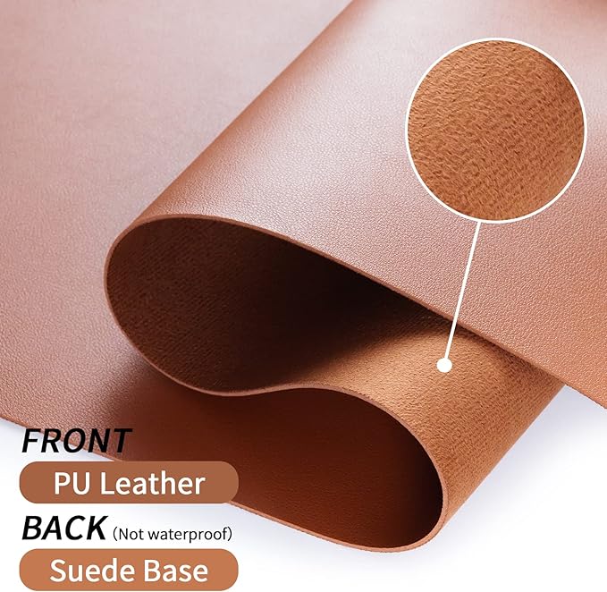 Bloss Brown Leather Desk Pad Protector, Office Desk Mat, Large Mouse Pad, Non - Slip PU Leather Desk Blotter, Laptop Desk Pad, Waterproof Desk Writing Pad for Office and Home (,35.4" x 17") | Mouse Pads - TrueDesk