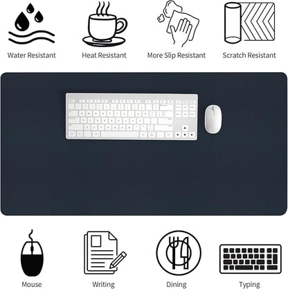 Bloss Dark Blue Desk Mat, Desk Matt for Desktop, Waterproof Large Leather Keyboard Mat, Computer Mat for Office/Home/Decor(31.5 x 15.7 Inches) | Desk Pads Blotters - TrueDesk