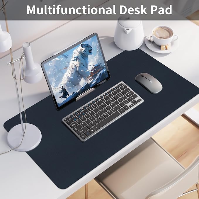 Bloss Dark Blue Desk Mat, Desk Matt for Desktop, Waterproof Large Leather Keyboard Mat, Computer Mat for Office/Home/Decor(31.5 x 15.7 Inches) | Desk Pads Blotters - TrueDesk