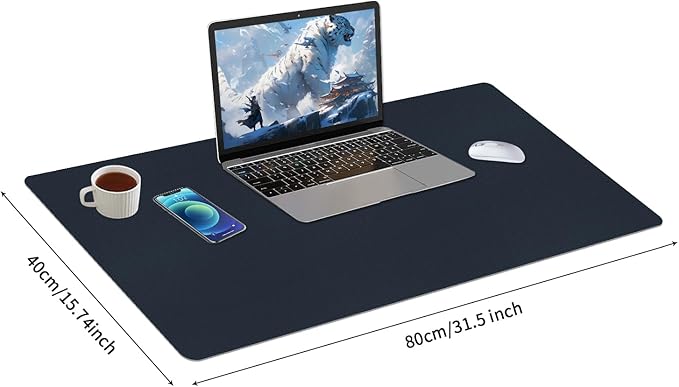 Bloss Dark Blue Desk Mat, Desk Matt for Desktop, Waterproof Large Leather Keyboard Mat, Computer Mat for Office/Home/Decor(31.5 x 15.7 Inches) | Desk Pads Blotters - TrueDesk
