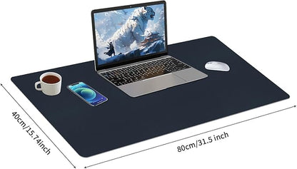 Bloss Dark Blue Desk Mat, Desk Matt for Desktop, Waterproof Large Leather Keyboard Mat, Computer Mat for Office/Home/Decor(31.5 x 15.7 Inches) | Desk Pads Blotters - TrueDesk
