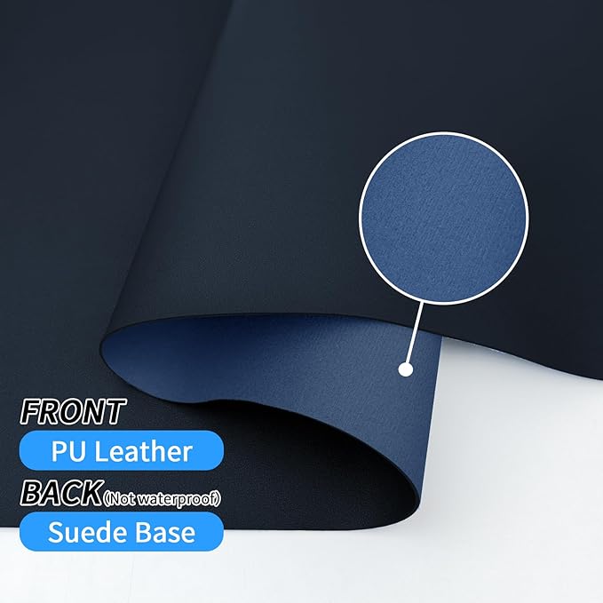 Bloss Dark Blue Desk Mat, Desk Matt for Desktop, Waterproof Large Leather Keyboard Mat, Computer Mat for Office/Home/Decor(31.5 x 15.7 Inches) | Desk Pads Blotters - TrueDesk