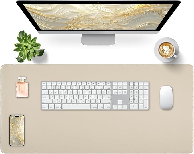 Bloss Desk Mat with Stitched Edges, 35.4"×15.7" Keyboard Pad Skin Pink, Non - Slip Desk Protector Mat, Leather Desk Blotter, Waterproof Desk Pad for Office Home Decor | Mouse Pads - TrueDesk