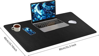 Bloss Desk Mat with Stitched Edges, Leather Large Mouse Pad, Non - Slip Desk Protector Mat, Desk Blotter, Waterproof Desk Pad for Office Home Decor/Black(31.5×15.7 Inches) | Desk Pads Blotters - TrueDesk