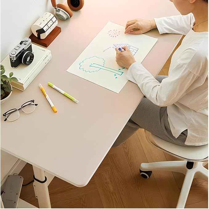 Bloss Extra Large Desk Mat 55" x 24", Non - Slip Dressing Table Cover Protector, Waterproof Student Study Desk Mat, PU Leather Computer Writing Desk Pad for Home Office and Decor - Beige | Desk Pads Blotters - TrueDesk