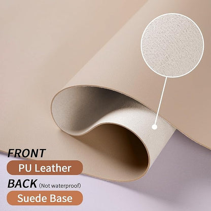 Bloss Extra Large Leather Desk Ma, 47.2" x 16.9" Non - Slip Dressing Table Cover Protector, Waterproof Student Study Desk Mat, Home Office Decor - Beige | Desk Pads Blotters - TrueDesk