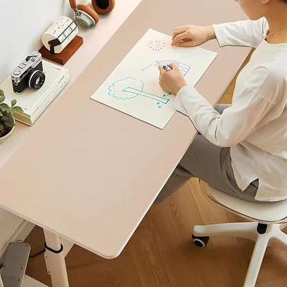 Bloss Extra Large Leather Desk Ma, 47.2" x 16.9" Non - Slip Dressing Table Cover Protector, Waterproof Student Study Desk Mat, Home Office Decor - Beige | Desk Pads Blotters - TrueDesk