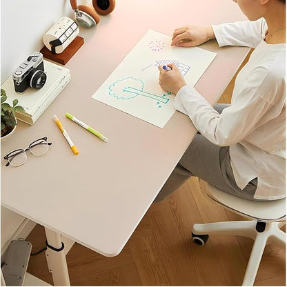 Bloss Extra Large Leather Desk Mat 47.2" x 24" Non - Slip Dressing Table Cover Protector, Waterproof Student Study Desk Mat, PU Leather Computer Writing Desk Pad for Home Office and Decor - Beige | Mouse Pads - TrueDesk