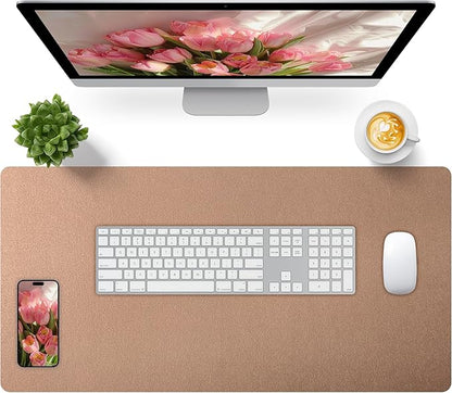 Bloss Gold Desk Mat 31.5x15.7 Inches, Desk Matt for Desktop, Waterproof Large Desk Pad, Computer Mat for Office/Home/Decor/Christmas Desk Mat | Mouse Pads - TrueDesk