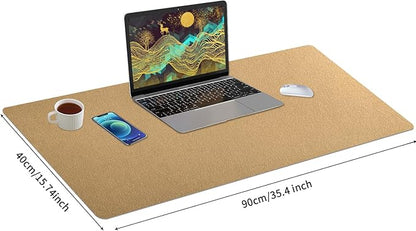 Bloss Gold Leather Desk Mat 35.4" x 15.7", Large Keyboard Pad for Desk, Desk Matt for Desktop, Waterproof Desk Pad Mat, Computer Mat for Office/Home/Decor | Desk Pads Blotters - TrueDesk