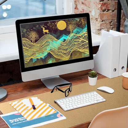 Bloss Gold Leather Desk Mat 35.4" x 15.7", Large Keyboard Pad for Desk, Desk Matt for Desktop, Waterproof Desk Pad Mat, Computer Mat for Office/Home/Decor | Desk Pads Blotters - TrueDesk