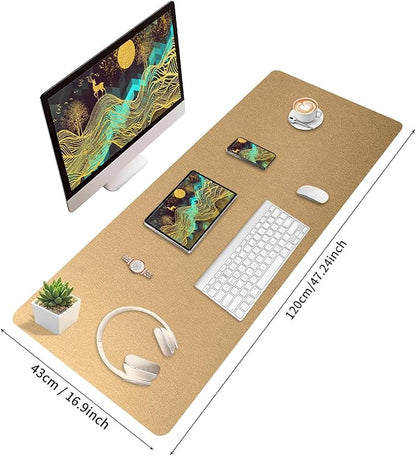 Bloss Gold Leather Desk Mat 47.2" x 16.9", Large Keyboard Pad for Desk, Desk Matt for Desktop, Waterproof Desk Pad Mat, Computer Mat for Office/Home/Decor | Mouse Pads - TrueDesk