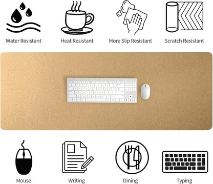 Bloss Gold Leather Desk Mat 47.2" x 16.9", Large Keyboard Pad for Desk, Desk Matt for Desktop, Waterproof Desk Pad Mat, Computer Mat for Office/Home/Decor | Mouse Pads - TrueDesk