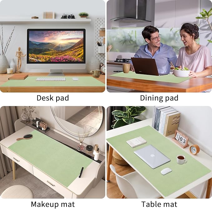 Bloss Green Desk Mat, Desk Matt for Desktop, Large Leather Desk Pad, Desk Pad Mat Waterproof, Computer Mat for Office Work/Home/Decor (31.5 x 15.7 Inches) | Mouse Pads - TrueDesk