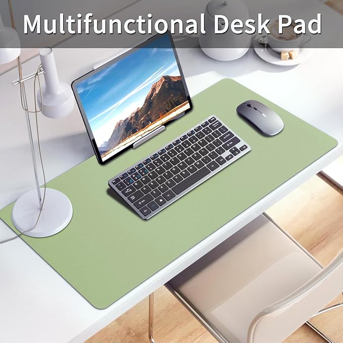Bloss Green Desk Mat, Desk Matt for Desktop, Large Leather Desk Pad, Desk Pad Mat Waterproof, Computer Mat for Office Work/Home/Decor (31.5 x 15.7 Inches) | Mouse Pads - TrueDesk