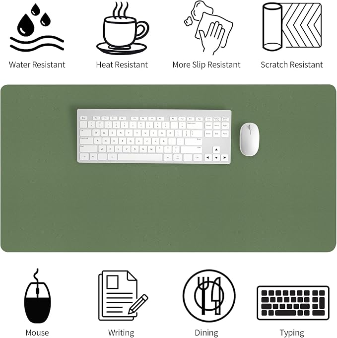 Bloss Green Desk Mat, Desk Matt for Desktop, Large Leather Desk Pad, Desk Pad Mat Waterproof, Computer Mat for Office/Home/Decor/Desk Protector(31.5 x 15.7 Inches) | Desk Pads Blotters - TrueDesk