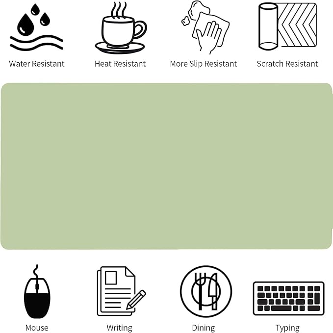 Bloss Green Desk Mat, Mouse Pad, Waterproof Leather Desk Pad, Desk Matt for Desktop, Non - Slip Desk Pad Mat for Office Work/Home (27.6 x 13.8 Inches) | Mouse Pads - TrueDesk