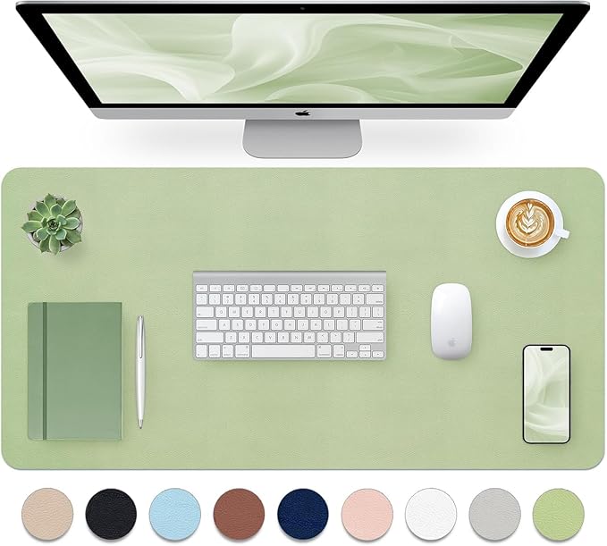 Bloss Green Desk Mat, Mouse Pad, Waterproof Leather Desk Pad, Desk Matt for Desktop, Non - Slip Desk Pad Mat for Office Work/Home (27.6 x 13.8 Inches) | Mouse Pads - TrueDesk